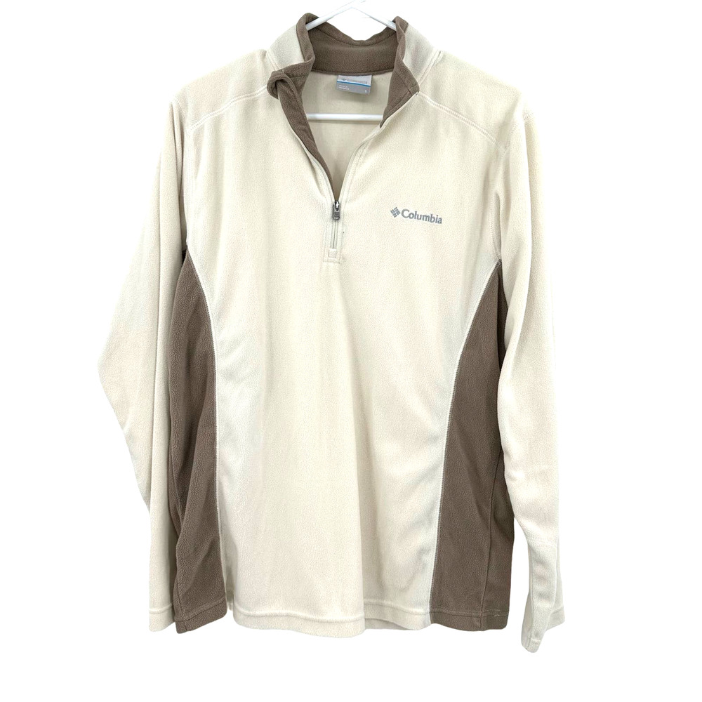 Columbia size‎ small fleece quarter zip pullover sweatshirt cream brown